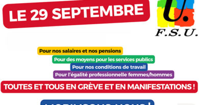 Mobilisation Fonction publique 29 septembre 2026. Où manifester dans notre académie?